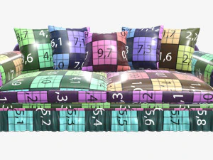 Диван с пятью подушками 3D Модель