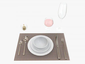 Service de table bol en verre fourchette cuill&egrave;re Modèle 3D