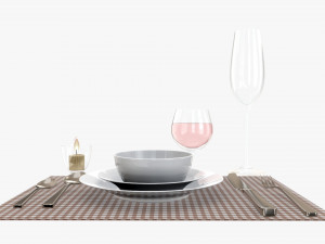 Tableware set glass bowl fork spoon 3D-Modell