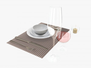 Tableware set glass bowl fork spoon 3D-Modell