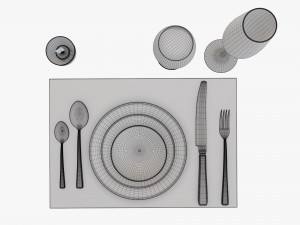 Tableware set glass bowl fork spoon 3D-Modell