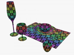 Tableware set glass bowl fork spoon 3D-Modell