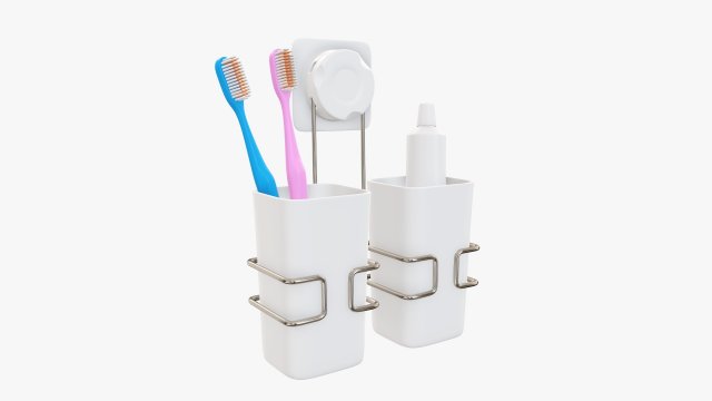 Toothbrush set cups paste holder Modelo 3D .c4d .max .obj .3ds .fbx .stl .blend 