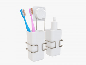 Toothbrush set cups paste holder 3D Model