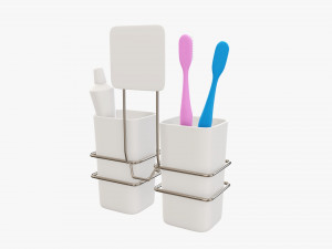 Toothbrush set cups paste holder Modelo 3D
