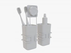 Toothbrush set cups paste holder 3D Model
