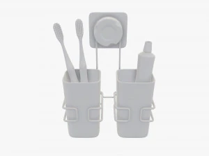 Toothbrush set cups paste holder 3D Model