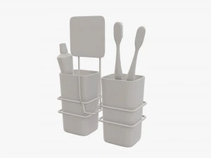Toothbrush set cups paste holder 3D Model