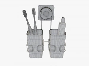 Toothbrush set cups paste holder 3D Model