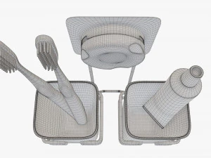 Toothbrush set cups paste holder 3D Model
