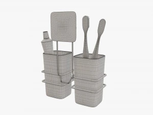 Toothbrush set cups paste holder 3D Model