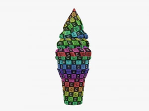 Cono de gofre con helado 01 Modelo 3D