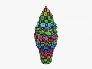 Waffle cone with ice cream 01 Modelo 3D