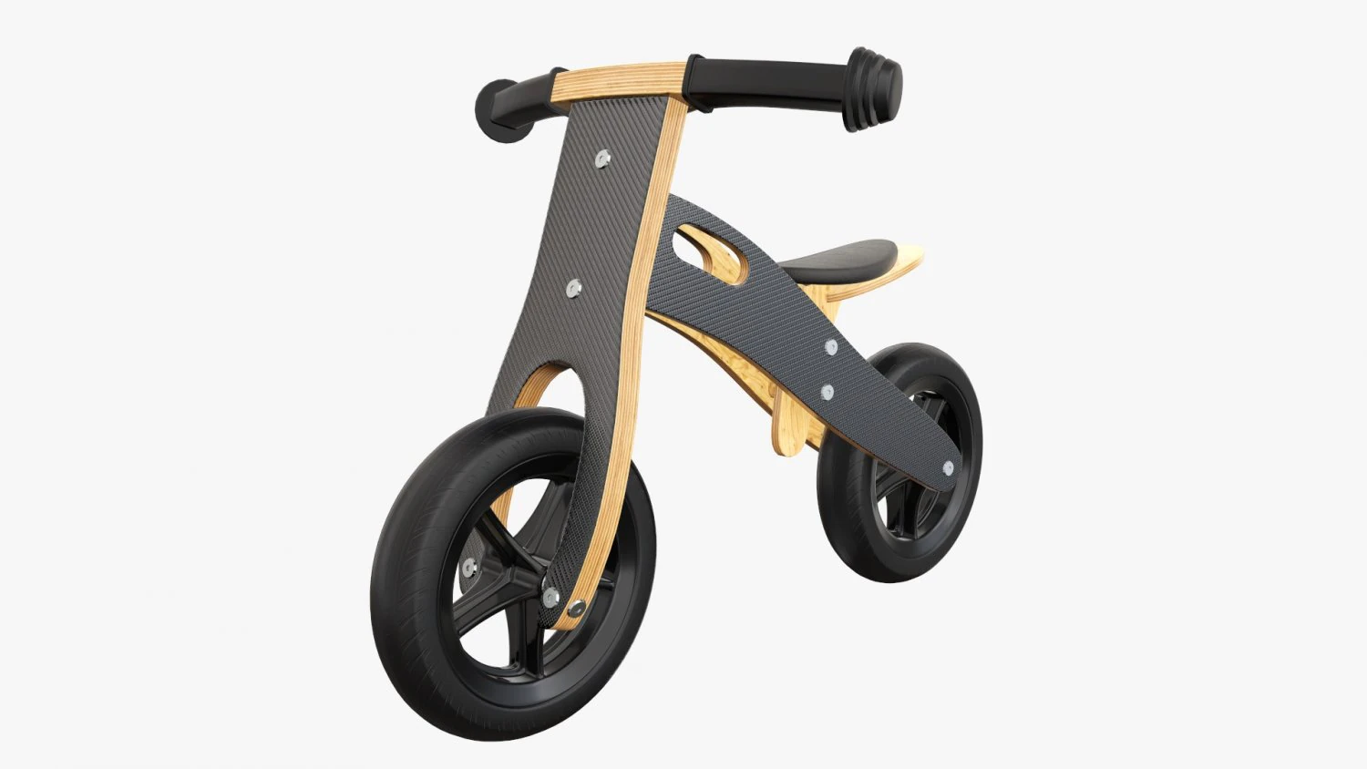 Wooden balance bike for kids 3D Model .c4d .max .obj .3ds .fbx .stl .blend 