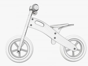 Wooden balance bike for kids 3D Model