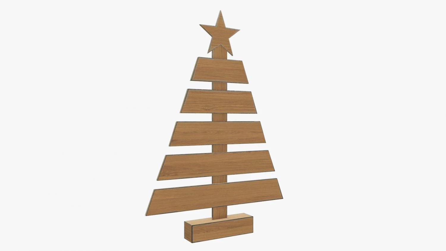 Wooden Christmas tree 3D Model .c4d .max .obj .3ds .fbx .stl .blend 