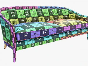 Cabriole style sofa 01 3D Model