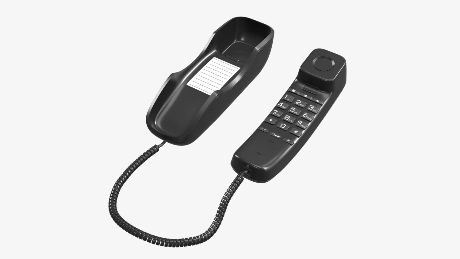 Compact corded phone handset removed 3D Model .c4d .max .obj .3ds .fbx .stl .blend