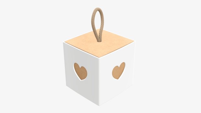 Cube paper gift packaging with lace 01 3D Modell .c4d .max .obj .3ds .fbx .stl .blend 