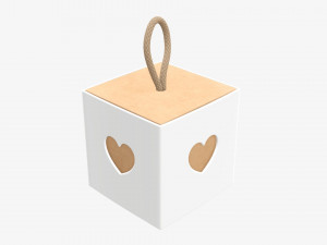 Cube paper gift packaging with lace 01 Modelo 3D