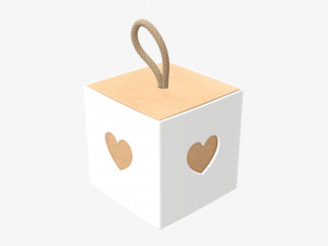 Cube paper gift packaging with lace 01 3D Modell