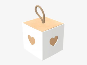 Cube paper gift packaging with lace 01 3D Model