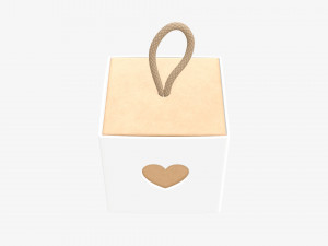 Cube paper gift packaging with lace 01 3D Modell