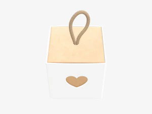 Cube paper gift packaging with lace 01 3D Model