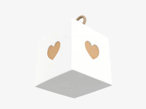 Cube paper gift packaging with lace 01 3D Model