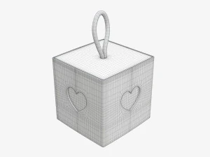 Cube paper gift packaging with lace 01 3D Model