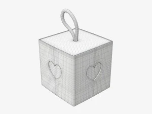 Cube paper gift packaging with lace 01 3D Model
