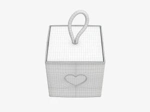 Cube paper gift packaging with lace 01 3D Model