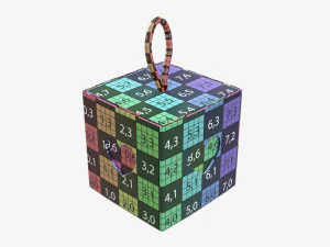 Cube paper gift packaging with lace 01 3D Model