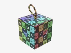 Cube paper gift packaging with lace 01 3D Model