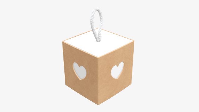 Cube paper gift packaging with lace 02 Modelo 3D .c4d .max .obj .3ds .fbx .stl .blend 
