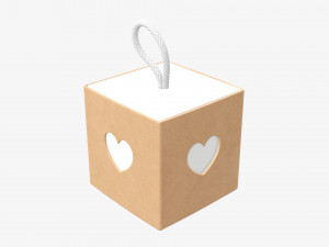 Cube paper gift packaging with lace 02 Modelo 3D