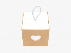 Cube paper gift packaging with lace 02 Modelo 3D