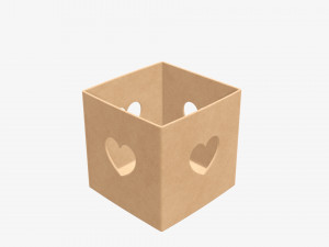 Cube paper gift packaging with lace 02 Modelo 3D