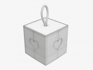 Cube paper gift packaging with lace 02 Modelo 3D