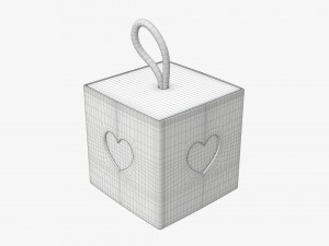 Cube paper gift packaging with lace 02 Modelo 3D