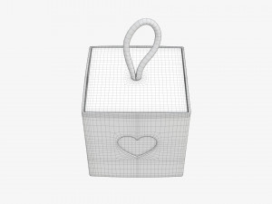 Cube paper gift packaging with lace 02 Modelo 3D