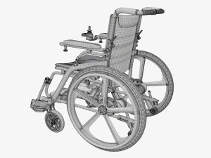 Silla de ruedas h&iacute;brida manual y el&eacute;ctrica Modelo 3D