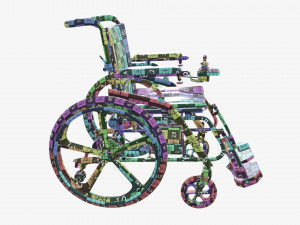 Hybrid manual and power wheelchair Modello 3D