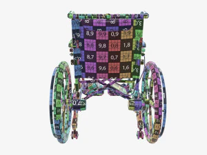 Silla de ruedas h&iacute;brida manual y el&eacute;ctrica Modelo 3D