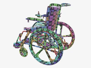 Silla de ruedas h&iacute;brida manual y el&eacute;ctrica Modelo 3D