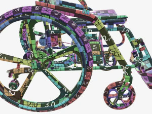 Silla de ruedas h&iacute;brida manual y el&eacute;ctrica Modelo 3D