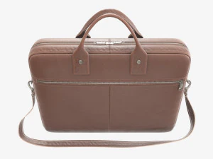 Leather laptop briefcase shoulder travel bag handbag 01 3D Model