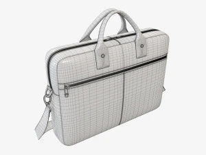 Leather laptop briefcase shoulder travel bag handbag 01 3D Model