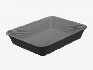 Plastic food container box tray with foil mockup 01 Modelo 3D