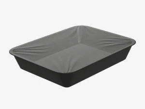 Bandeja de caixa de recipiente de pl&aacute;stico para alimentos com maquete de folha 01 Modelo 3D